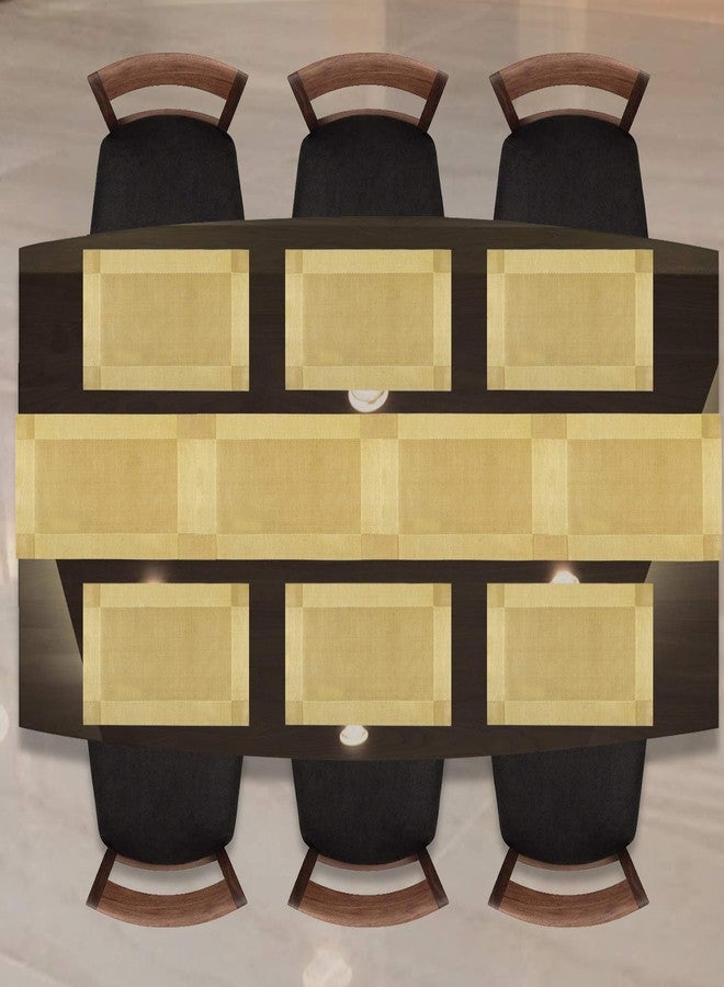 Baskety PVC Table Mats & Table Runner Waterproof, Nonslip for Dining, Kitchen, Coffee Table Placemat (Gold, Set of 6+1 Runner) - Image 3